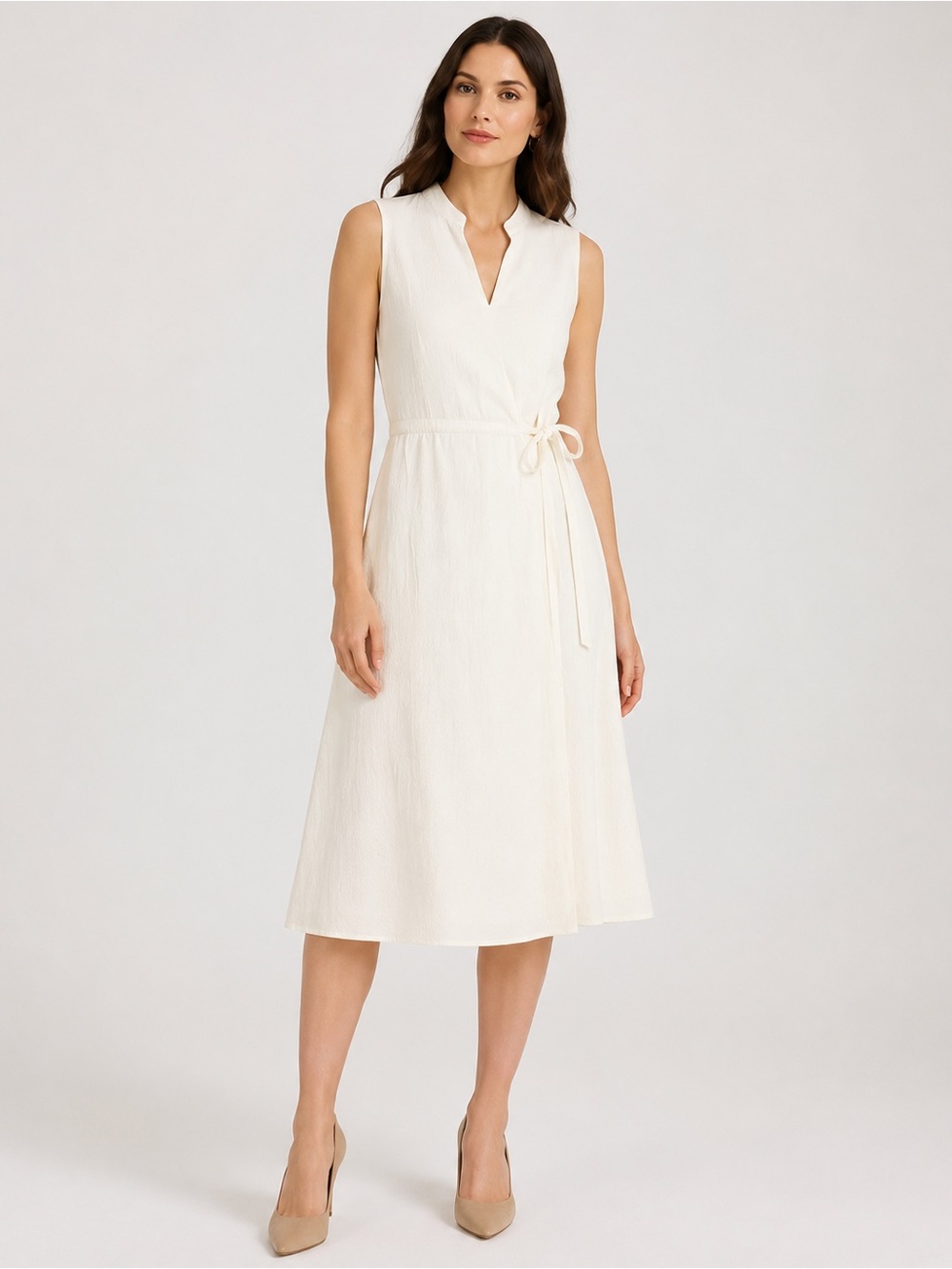 Anne Klein White Sleeveless A-Line Midi Dress NWT Size 6
